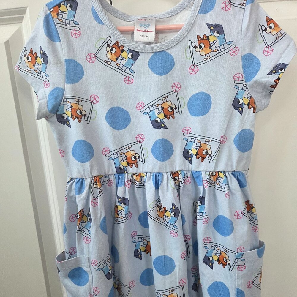 Size 8 Hanna Andersson Bluey and Bingo Polka Dot Dress